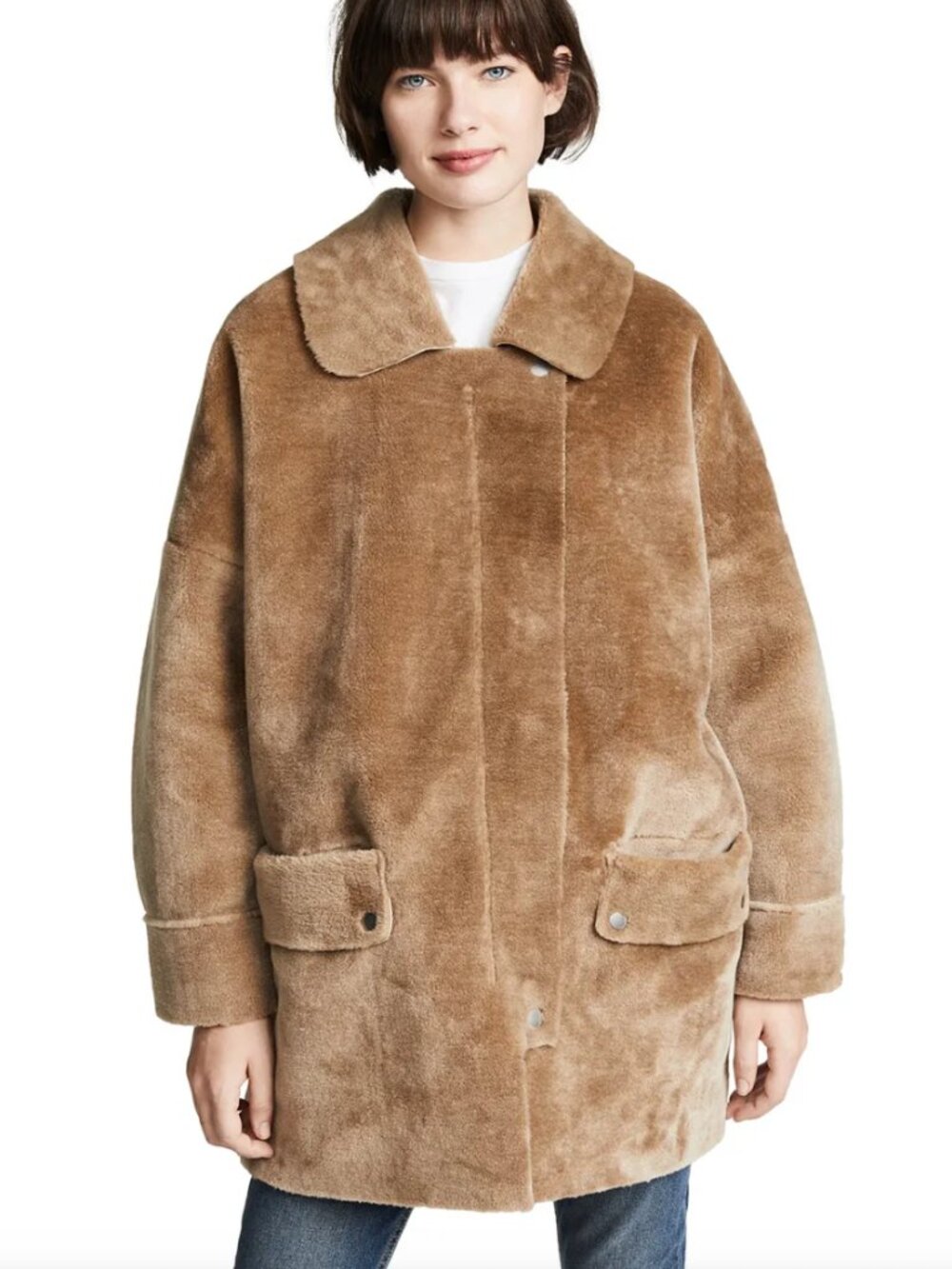 Free People Lindsay Vegan Faux Fur Teddy Coat